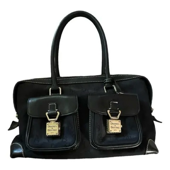 Dooney and Bourke Black Leather Satchel Purse Bag - Picture 1 of 6